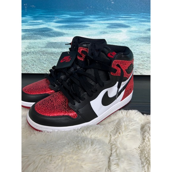 👟Nike Air Jordan 1 Retro High OG Chenille Varsity Red Shoes Womens size 10 1/2 - Picture 5 of 12